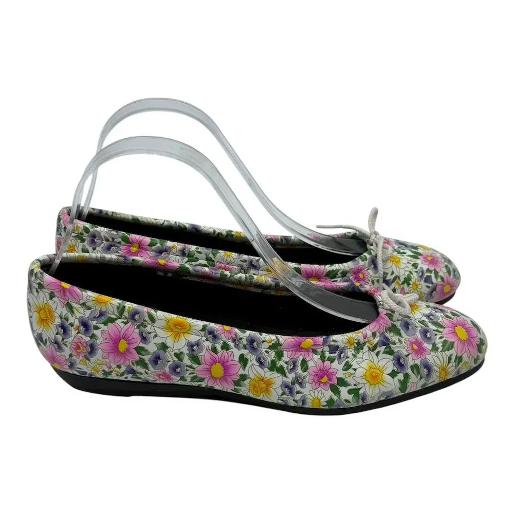 4172. Vintage Floral Ballet Flats‎ Multicolor Slip-On